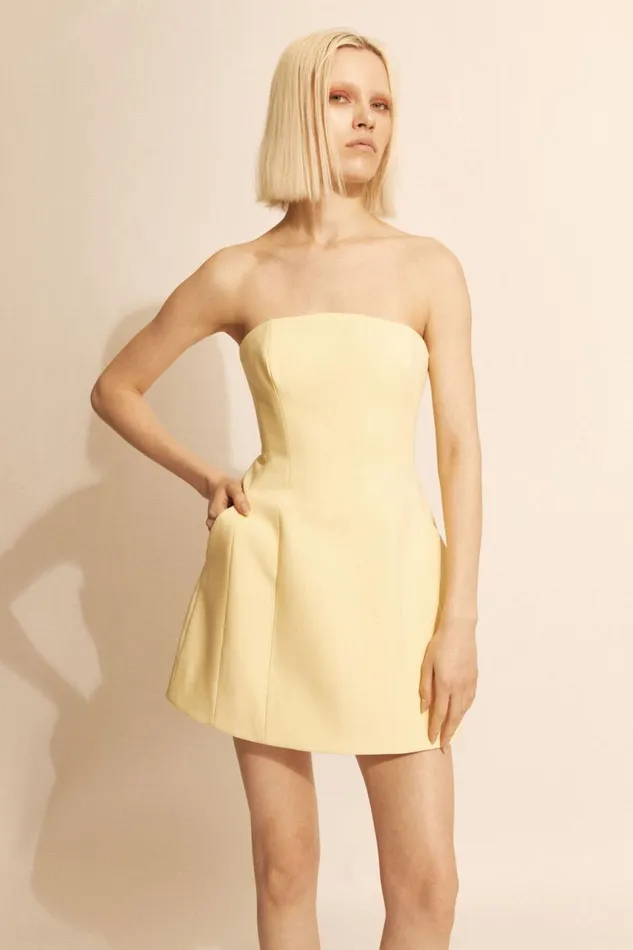 Women Bardot Party Dresses Karoline Hourglass Mini Dress In Canary Yellow Canary Yellow Women Bardot Party Dresses Karoline Hourglass Mini Dress In Canary Yellow Canary Yellow