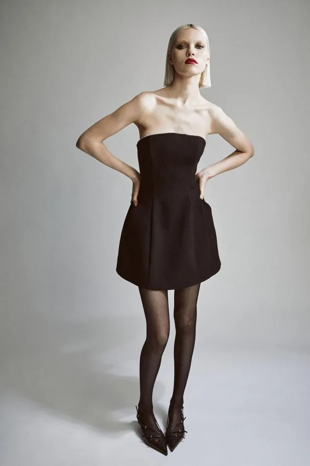 Women Bardot Party Dresses Karoline Trim Hourglass Dress In Black Black