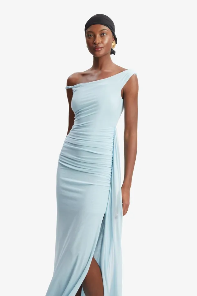 Women Bardot Party Dresses Layana Asym Maxi Dress In Light Blue Light Blue Women Bardot Party Dresses Layana Asym Maxi Dress In Light Blue Light Blue