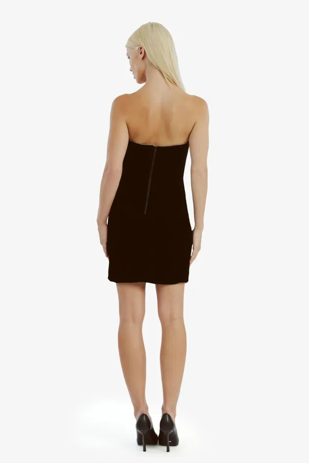 Women Bardot Party Dresses Lilah Velour Mini Dress In Black Black Women Bardot Party Dresses Lilah Velour Mini Dress In Black Black