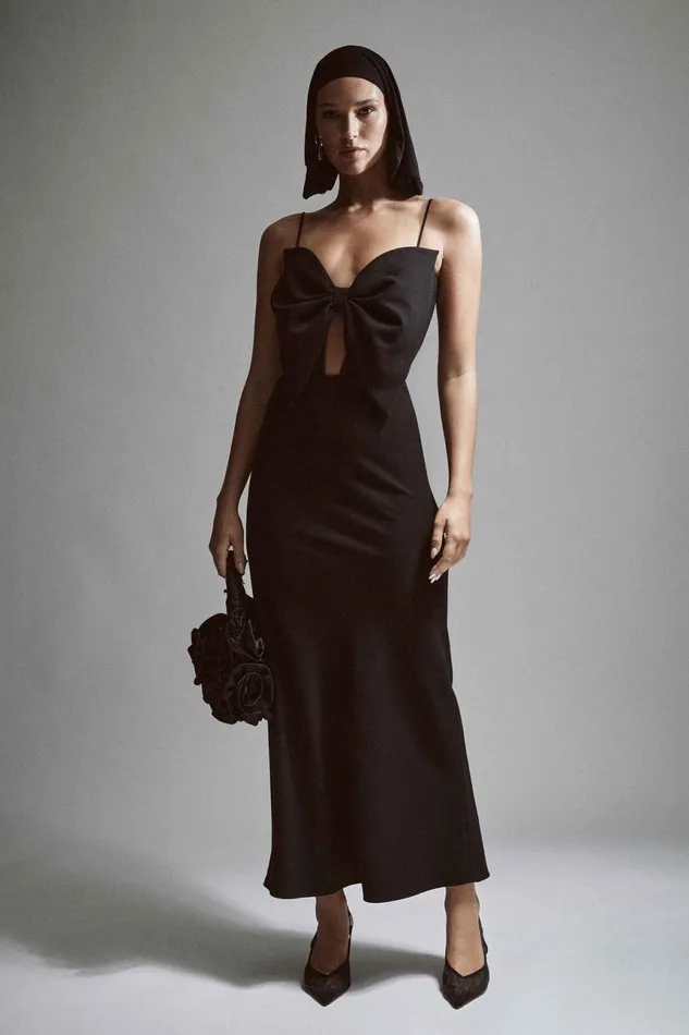 Women Bardot Party Dresses Paula Bow Maxi Dress In Black Black