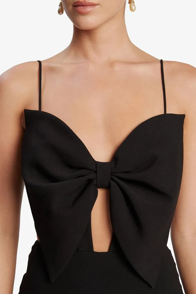 Women Bardot Party Dresses Paula Bow Maxi Dress In Black Black Women Bardot Party Dresses Paula Bow Maxi Dress In Black Black