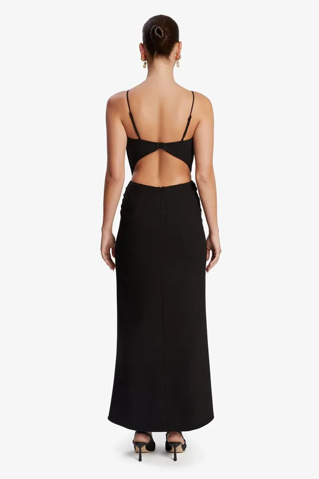 Women Bardot Party Dresses Paula Bow Maxi Dress In Black Black Women Bardot Party Dresses Paula Bow Maxi Dress In Black Black
