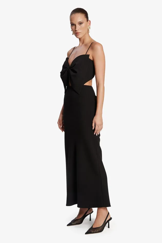Women Bardot Party Dresses Paula Bow Maxi Dress In Black Black Women Bardot Party Dresses Paula Bow Maxi Dress In Black Black