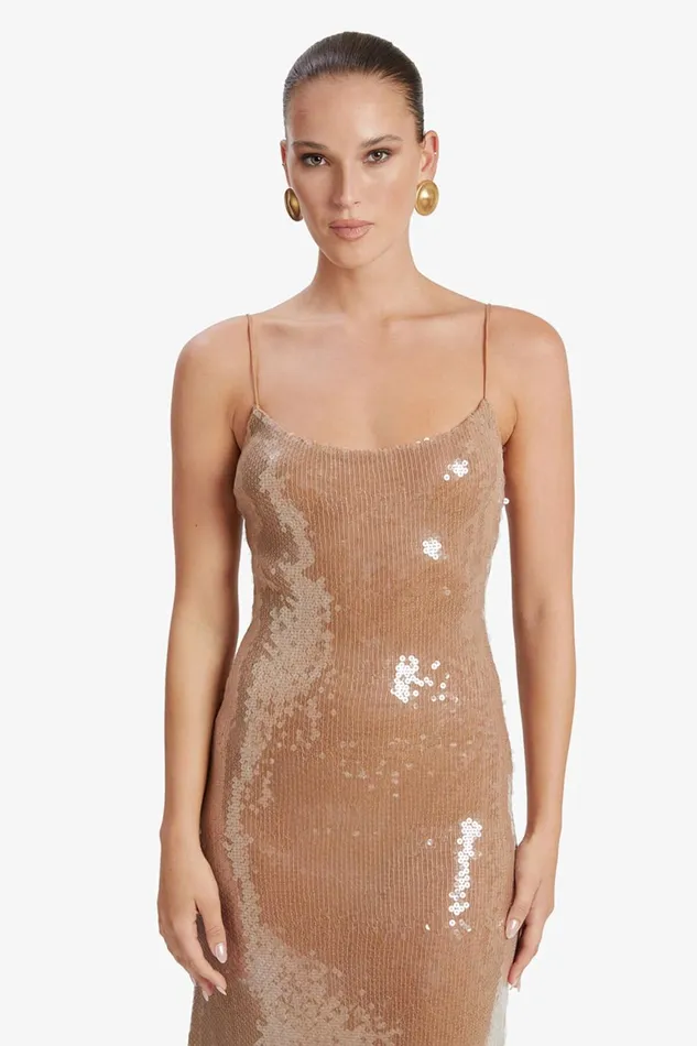 Women Bardot Party Dresses Ramira Sequin Maxi Dress In Nude Nude Women Bardot Party Dresses Ramira Sequin Maxi Dress In Nude Nude