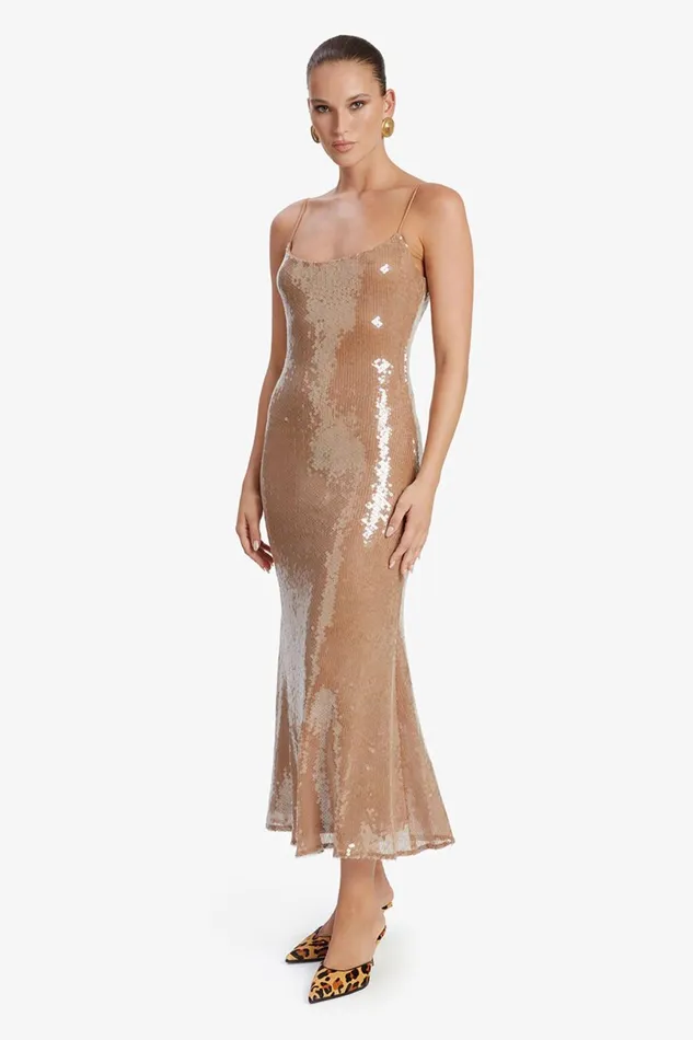 Women Bardot Party Dresses Ramira Sequin Maxi Dress In Nude Nude Women Bardot Party Dresses Ramira Sequin Maxi Dress In Nude Nude