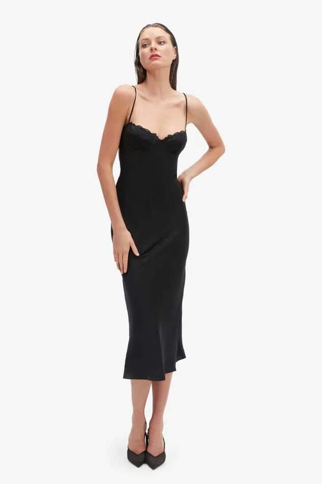 Women Bardot Party Dresses Sabina Midi Dress In Black Black Women Bardot Party Dresses Sabina Midi Dress In Black Black