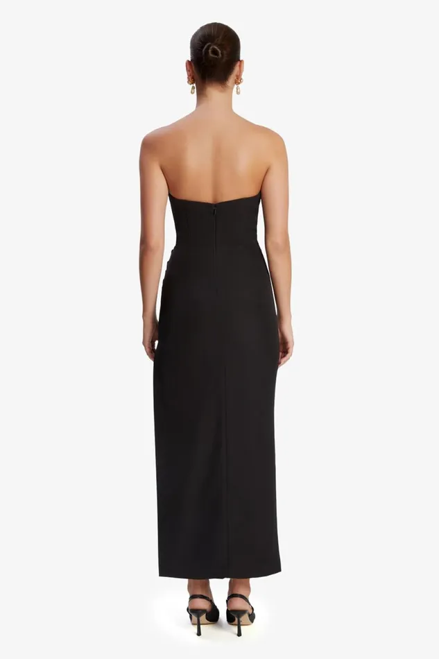 Women Bardot Party Dresses Saira Midi Dress In Black Black Women Bardot Party Dresses Saira Midi Dress In Black Black