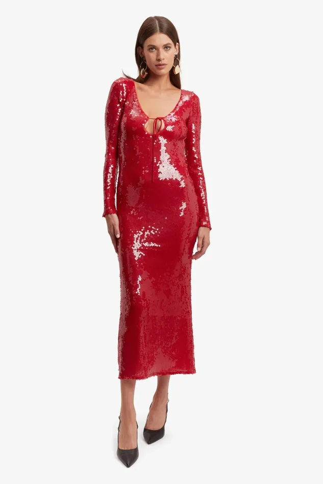 Women Bardot Party Dresses Verona Sequin Maxi Dress In Deep Red Deep Red Women Bardot Party Dresses Verona Sequin Maxi Dress In Deep Red Deep Red