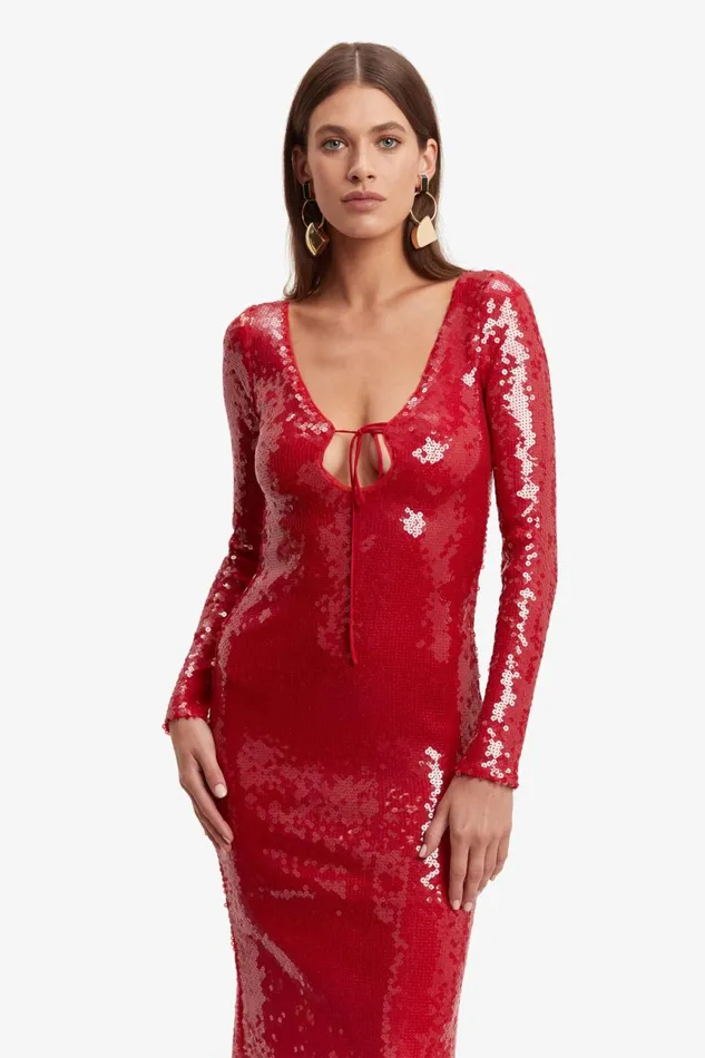 Women Bardot Party Dresses Verona Sequin Maxi Dress In Deep Red Deep Red Women Bardot Party Dresses Verona Sequin Maxi Dress In Deep Red Deep Red