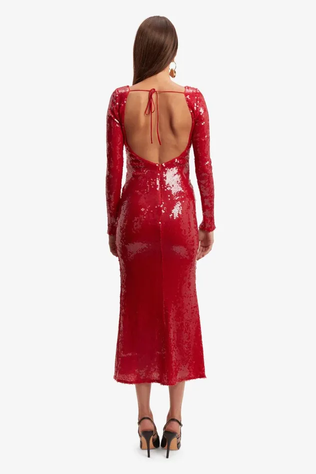 Women Bardot Party Dresses Verona Sequin Maxi Dress In Deep Red Deep Red Women Bardot Party Dresses Verona Sequin Maxi Dress In Deep Red Deep Red