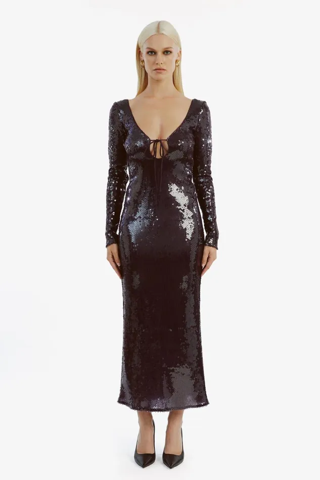 Women Bardot Party Dresses Verona Sequin Maxi Dress In Purple Purple Women Bardot Party Dresses Verona Sequin Maxi Dress In Purple Purple