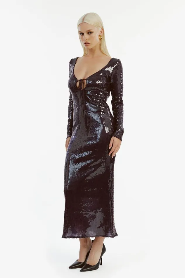 Women Bardot Party Dresses Verona Sequin Maxi Dress In Purple Purple Women Bardot Party Dresses Verona Sequin Maxi Dress In Purple Purple