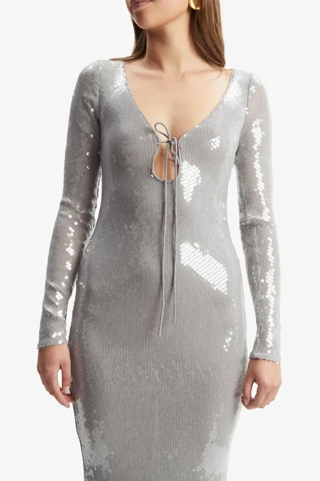 Women Bardot Party Dresses Verona Sequin Maxi Dress In Silver Silver Women Bardot Party Dresses Verona Sequin Maxi Dress In Silver Silver