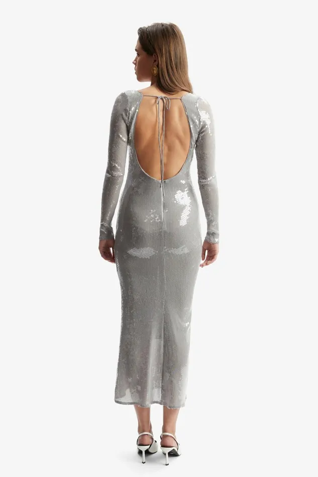 Women Bardot Party Dresses Verona Sequin Maxi Dress In Silver Silver Women Bardot Party Dresses Verona Sequin Maxi Dress In Silver Silver