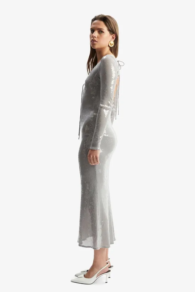 Women Bardot Party Dresses Verona Sequin Maxi Dress In Silver Silver Women Bardot Party Dresses Verona Sequin Maxi Dress In Silver Silver
