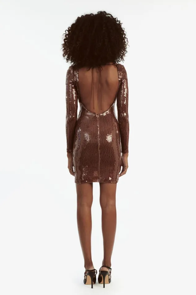 Women Bardot Party Dresses Verona Sequin Mini Dress In Chocolate Chocolate Women Bardot Party Dresses Verona Sequin Mini Dress In Chocolate Chocolate
