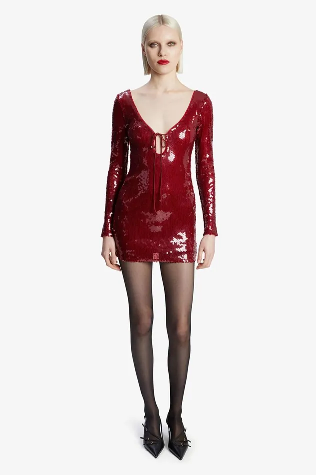 Women Bardot Party Dresses Verona Sequin Mini Dress In Deep Red Deep Red Women Bardot Party Dresses Verona Sequin Mini Dress In Deep Red Deep Red