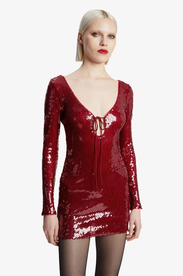 Women Bardot Party Dresses Verona Sequin Mini Dress In Deep Red Deep Red Women Bardot Party Dresses Verona Sequin Mini Dress In Deep Red Deep Red