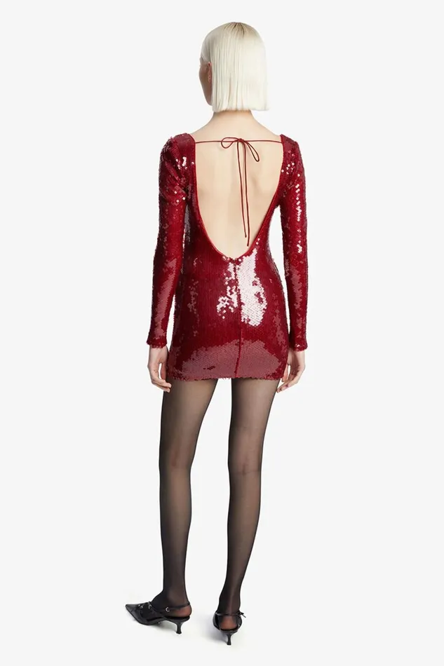 Women Bardot Party Dresses Verona Sequin Mini Dress In Deep Red Deep Red Women Bardot Party Dresses Verona Sequin Mini Dress In Deep Red Deep Red