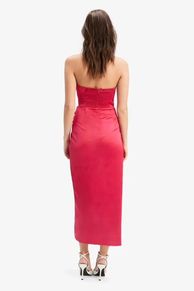 Women Bardot Party Dresses Yana Midi Dress In Fuchsia Fuchsia Women Bardot Party Dresses Yana Midi Dress In Fuchsia Fuchsia