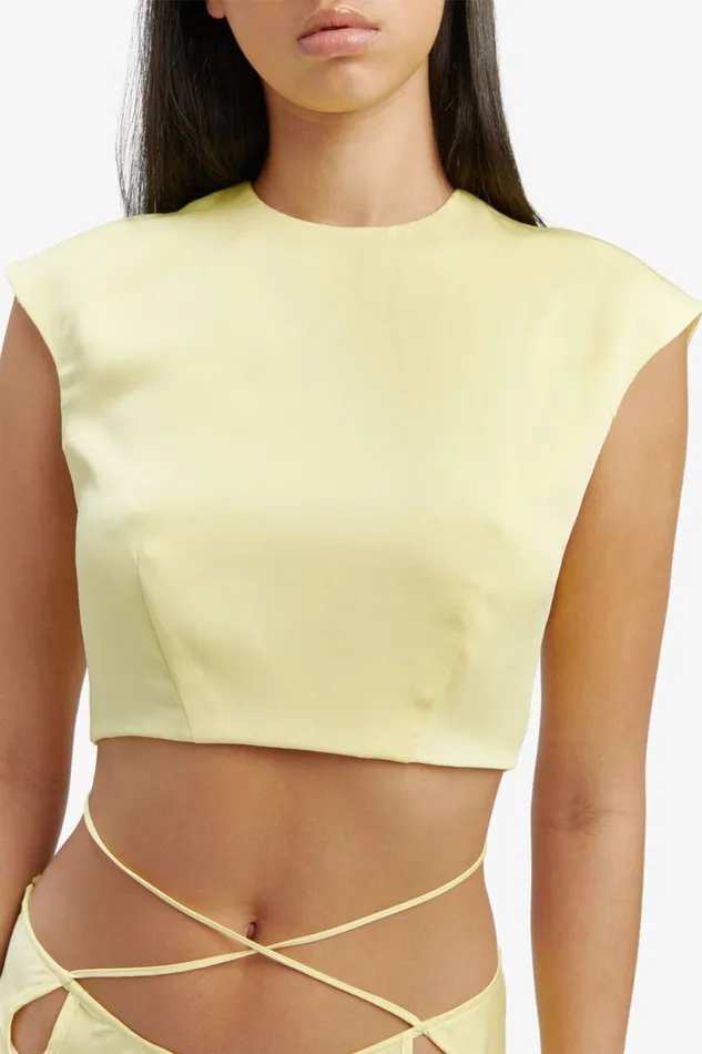 Women Bardot Party Tops Anya Satin Top In Canary Yellow Canary Yellow Women Bardot Party Tops Anya Satin Top In Canary Yellow Canary Yellow