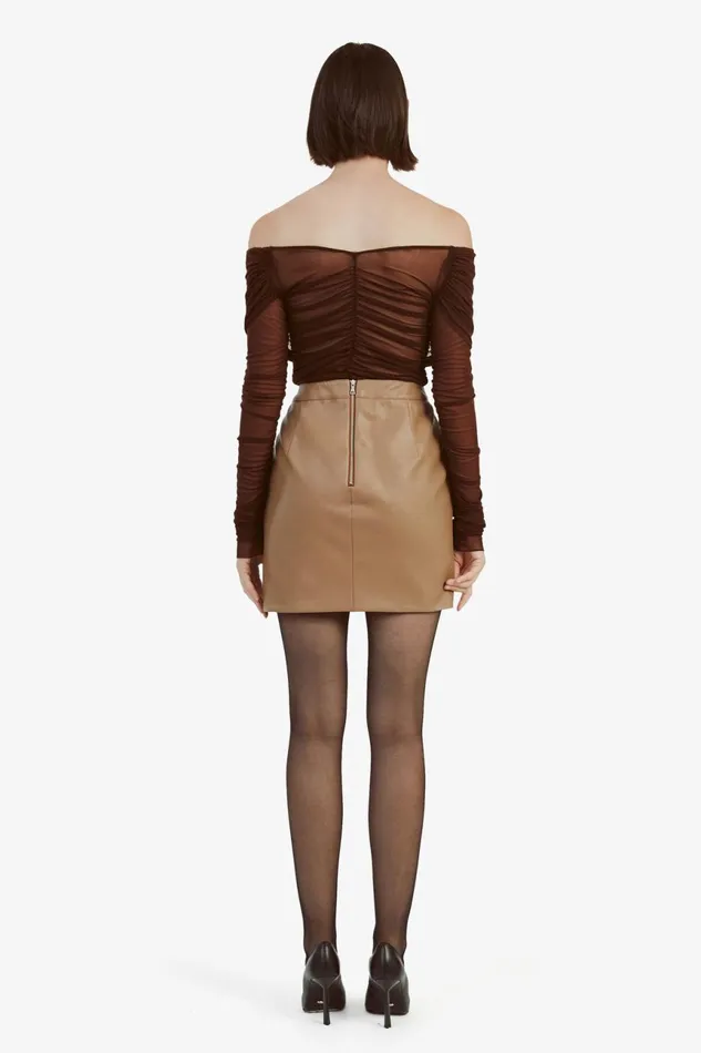 Women Bardot Party Tops Camelia Mesh Top In Chocolate Chocolate Women Bardot Party Tops Camelia Mesh Top In Chocolate Chocolate