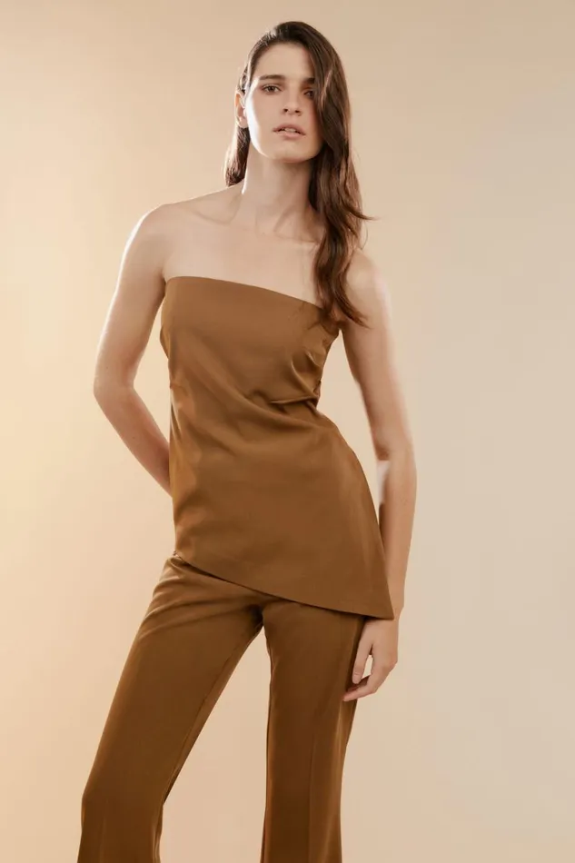 Women Bardot Party Tops Cosmos Strapless Top In Chocolate Chocolate