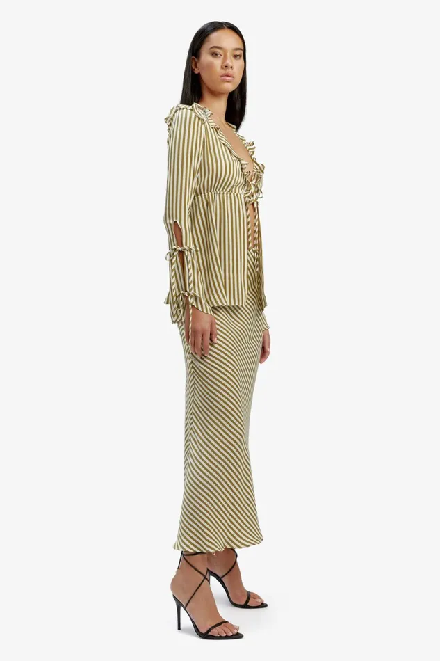 Women Bardot Party Tops Dhalia Frill Blouse In Green Str Green Str Women Bardot Party Tops Dhalia Frill Blouse In Green Str Green Str