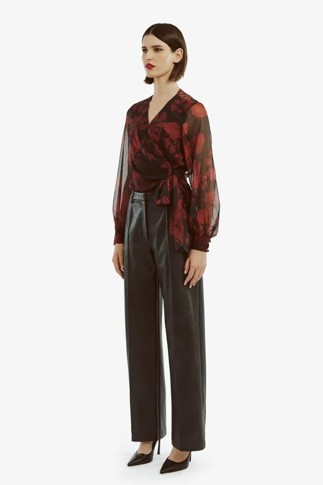 Women Bardot Party Tops Diana Wrap Top In Red Floral Red Floral Women Bardot Party Tops Diana Wrap Top In Red Floral Red Floral