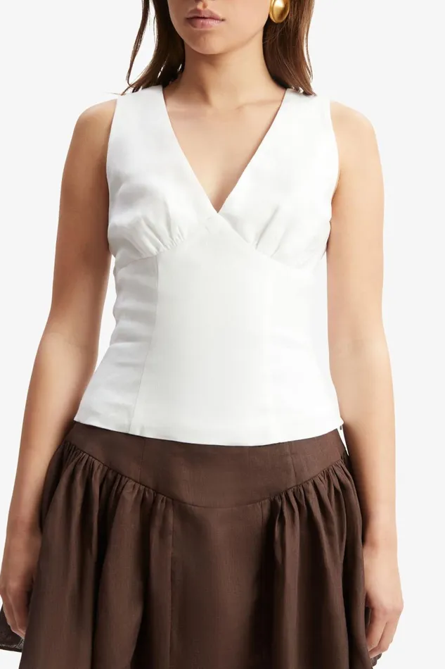 Women Bardot Party Tops Domenico Linen Top In Orchid White Orchid White Women Bardot Party Tops Domenico Linen Top In Orchid White Orchid White