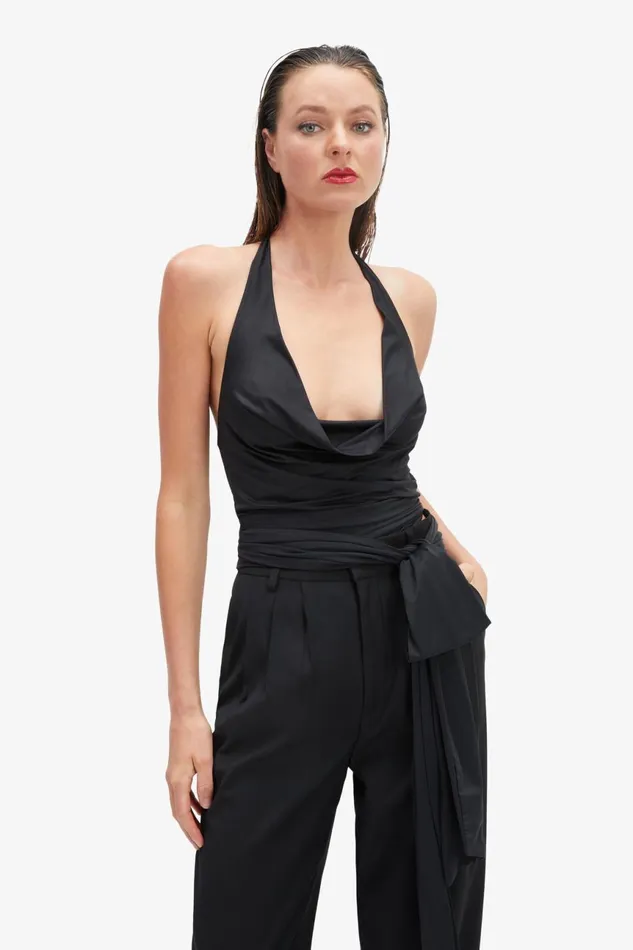 Women Bardot Party Tops Francine Cowl Neck Top In Black Black Women Bardot Party Tops Francine Cowl Neck Top In Black Black