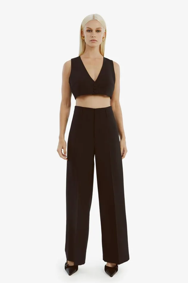 Women Bardot Party Tops Marla Cropped Vest In Black Black Women Bardot Party Tops Marla Cropped Vest In Black Black