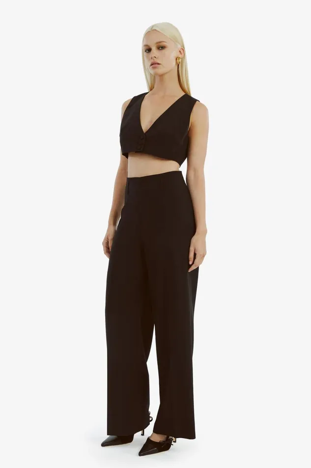 Women Bardot Party Tops Marla Cropped Vest In Black Black Women Bardot Party Tops Marla Cropped Vest In Black Black