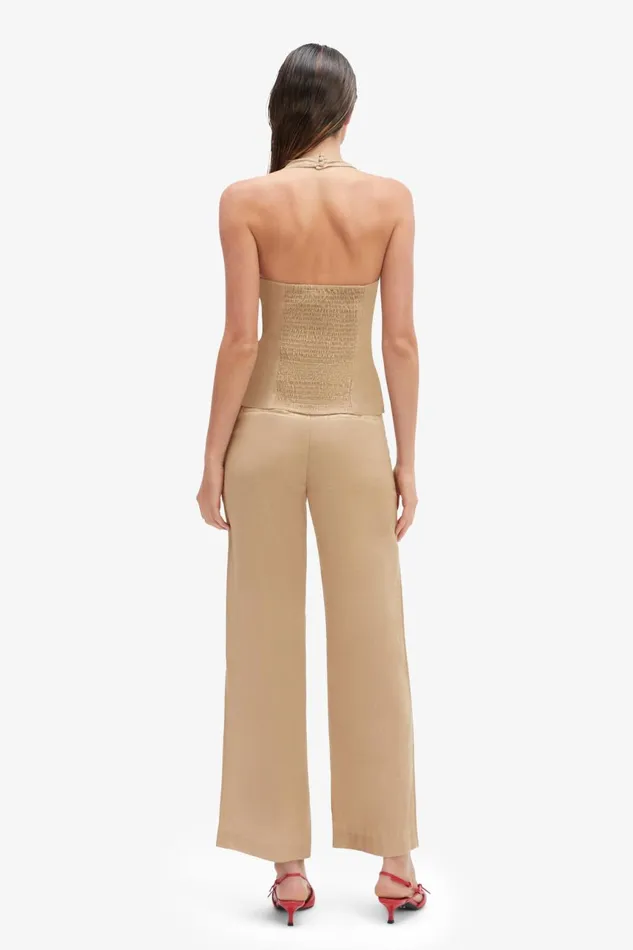 Women Bardot Party Tops Rixton Linen Halter Top In Latte Latte Women Bardot Party Tops Rixton Linen Halter Top In Latte Latte
