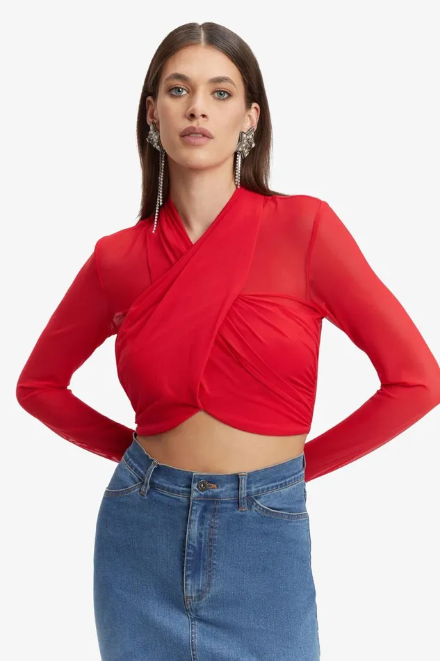 Women Bardot Shirts and Blouses Aliyah Top In Fire Red Fire Red
