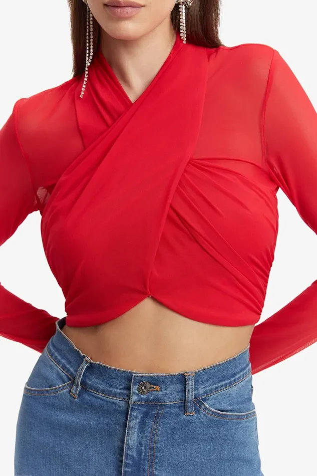 Women Bardot Shirts and Blouses Aliyah Top In Fire Red Fire Red