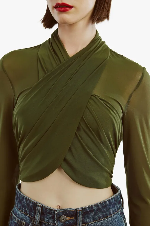 Women Bardot Shirts and Blouses Aliyah Top In Khaki Khaki