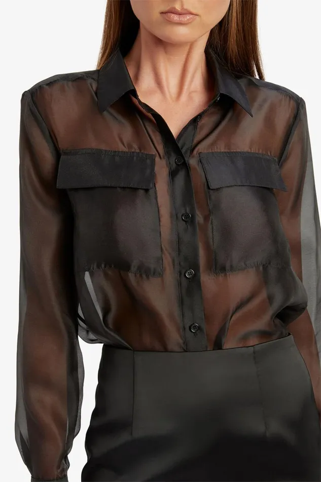 Women Bardot Shirts and Blouses Rebecca Organza Shirt In Black Black
