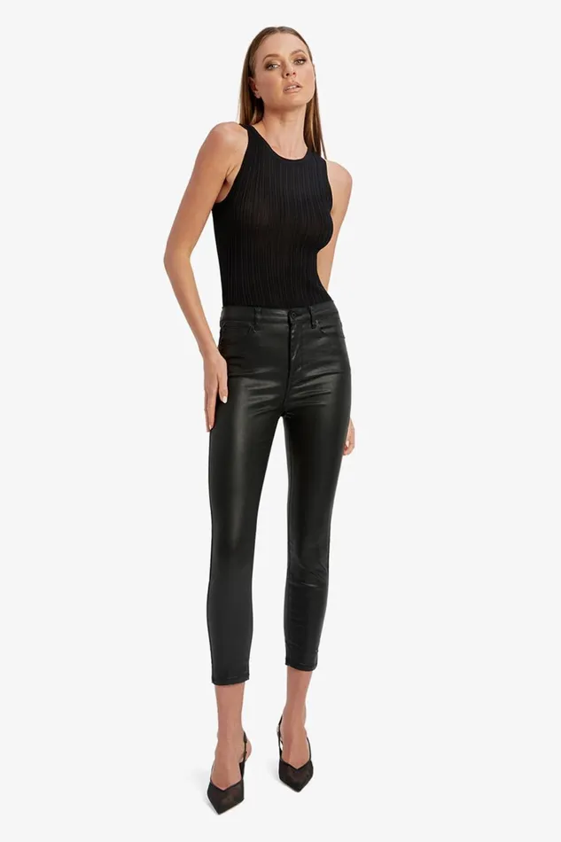 Women Bardot Skinny Jean Khloe Crop Coated Jeans In Black Black Women Bardot Skinny Jean Khloe Crop Coated Jeans In Black Black