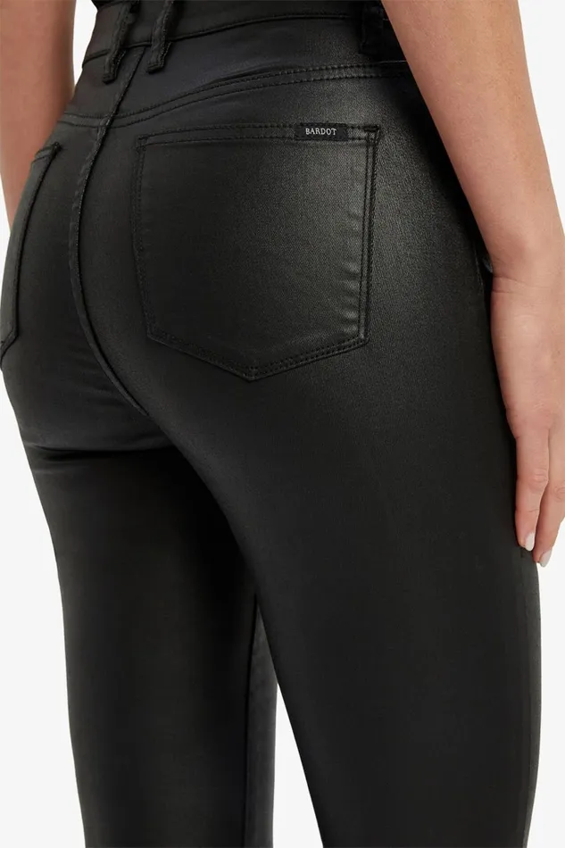 Women Bardot Skinny Jean Khloe Crop Coated Jeans In Black Black Women Bardot Skinny Jean Khloe Crop Coated Jeans In Black Black