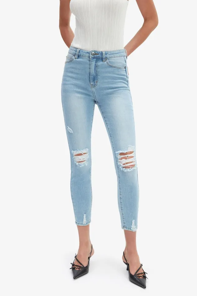 Women Bardot Skinny Jean Khloe Hi Crop Jeans In Mid Blue Mid Blue Women Bardot Skinny Jean Khloe Hi Crop Jeans In Mid Blue Mid Blue