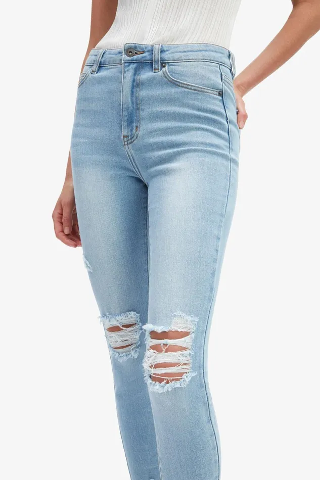 Women Bardot Skinny Jean Khloe Hi Crop Jeans In Mid Blue Mid Blue Women Bardot Skinny Jean Khloe Hi Crop Jeans In Mid Blue Mid Blue
