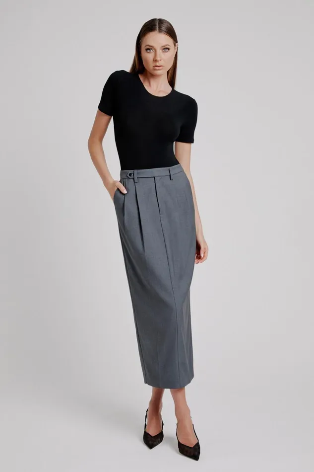Women Bardot Skirts Amiah Mid Rise Maxi Skirt In Dark Grey Dark Grey