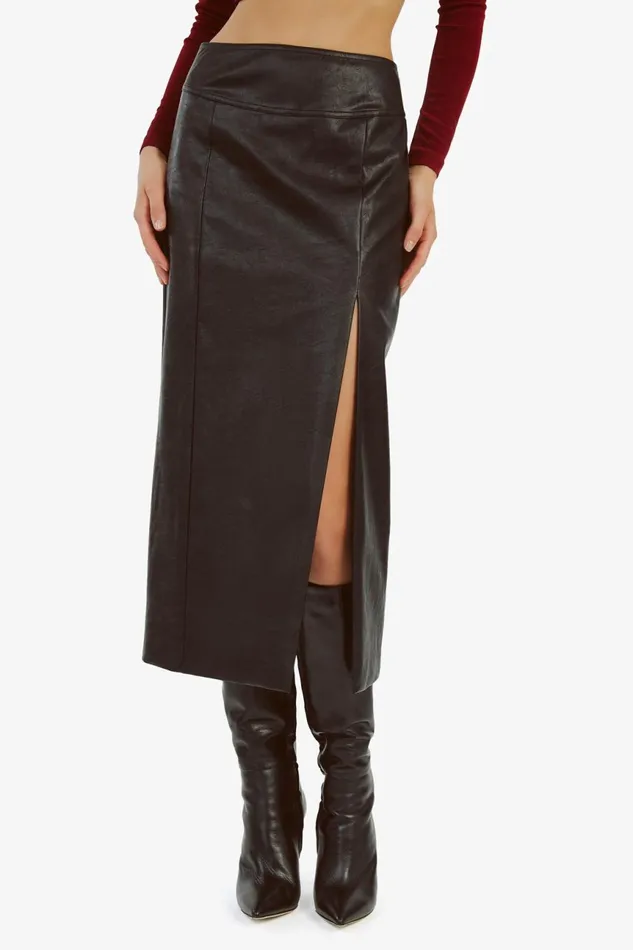 Women Bardot Skirts Dante Vegan Leather Midi Skirt In Black Black Women Bardot Skirts Dante Vegan Leather Midi Skirt In Black Black
