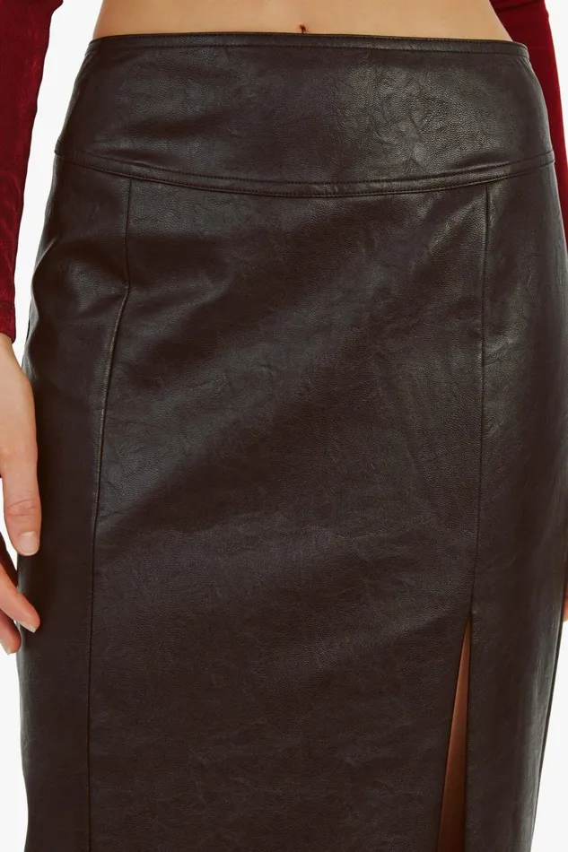 Women Bardot Skirts Dante Vegan Leather Midi Skirt In Black Black Women Bardot Skirts Dante Vegan Leather Midi Skirt In Black Black