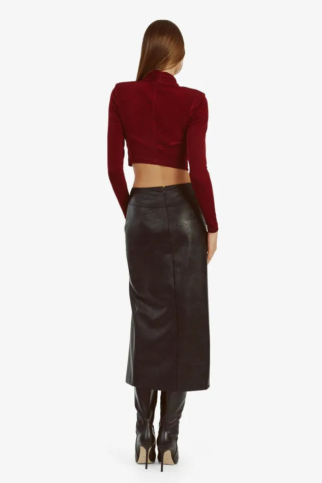 Women Bardot Skirts Dante Vegan Leather Midi Skirt In Black Black Women Bardot Skirts Dante Vegan Leather Midi Skirt In Black Black