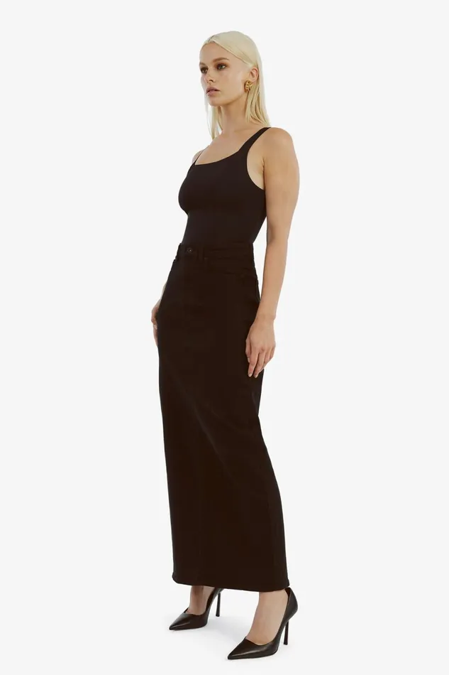 Women Bardot Skirts Evianna Denim Maxi Skirt In Black Black Women Bardot Skirts Evianna Denim Maxi Skirt In Black Black