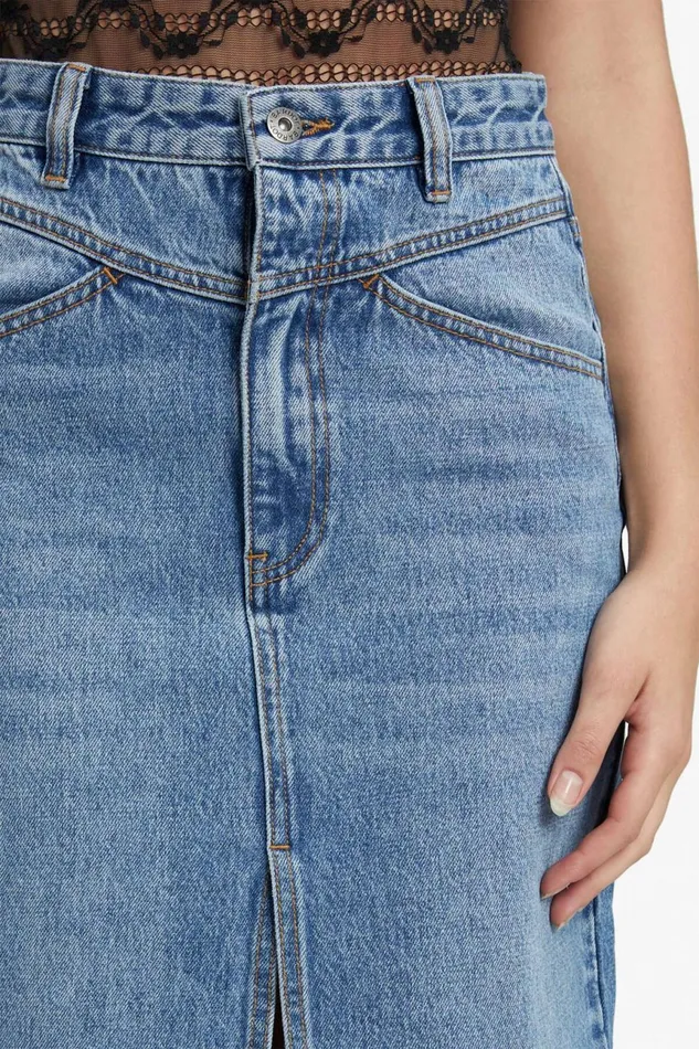 Women Bardot Skirts Jonah Midi Denim Skirt In Vintage Vintage Women Bardot Skirts Jonah Midi Denim Skirt In Vintage Vintage