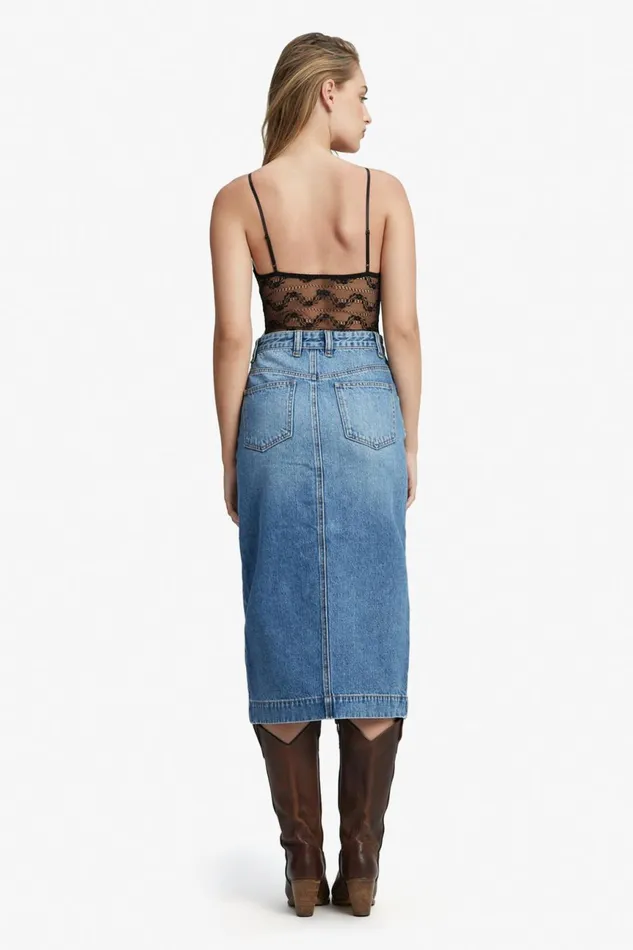 Women Bardot Skirts Jonah Midi Denim Skirt In Vintage Vintage Women Bardot Skirts Jonah Midi Denim Skirt In Vintage Vintage